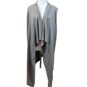 Banana Republic Longline Vest Womens Large Gray Good Ribbed Wool Blend Draped